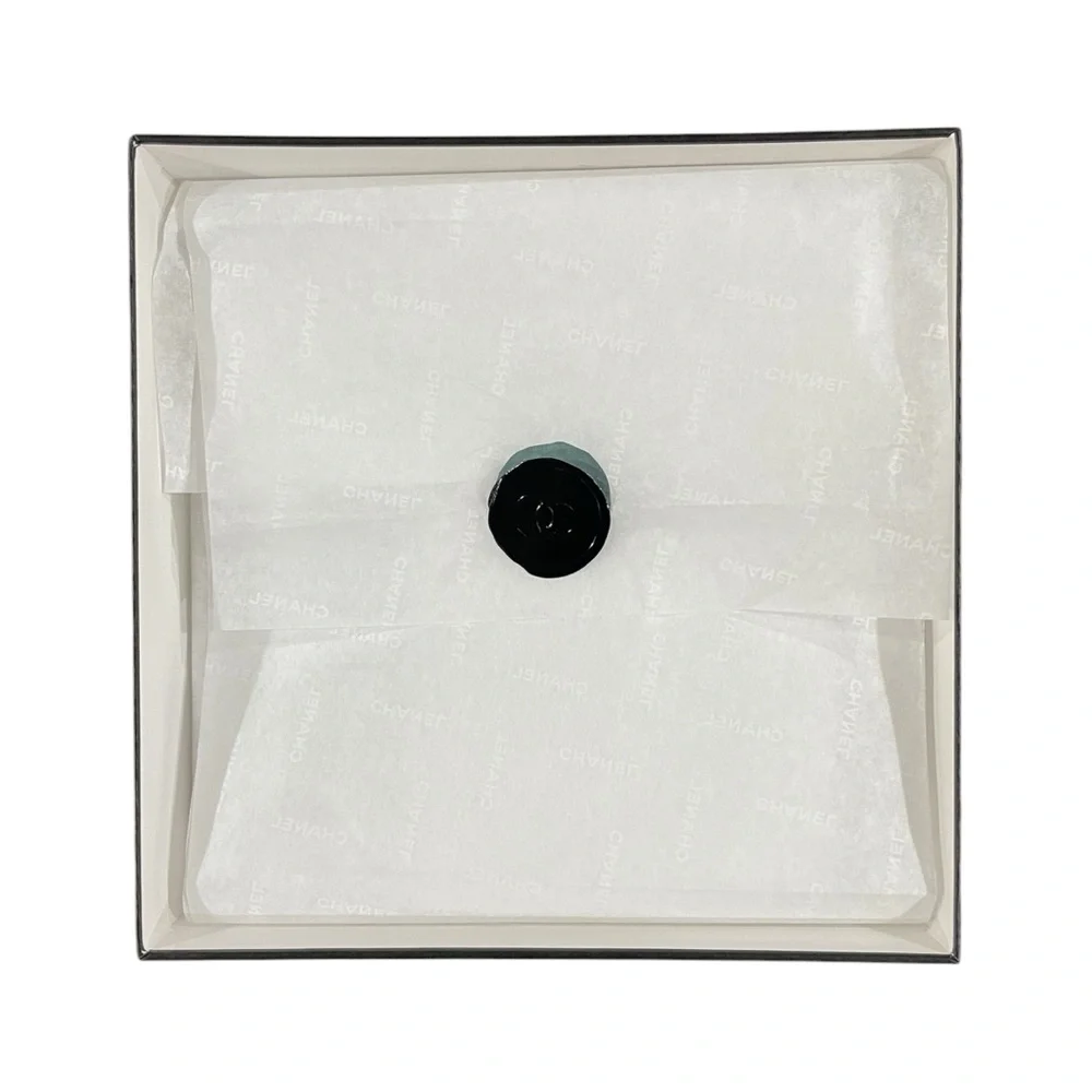 CHANEL White Black Square Box with Stuffing & Wrapping Paper